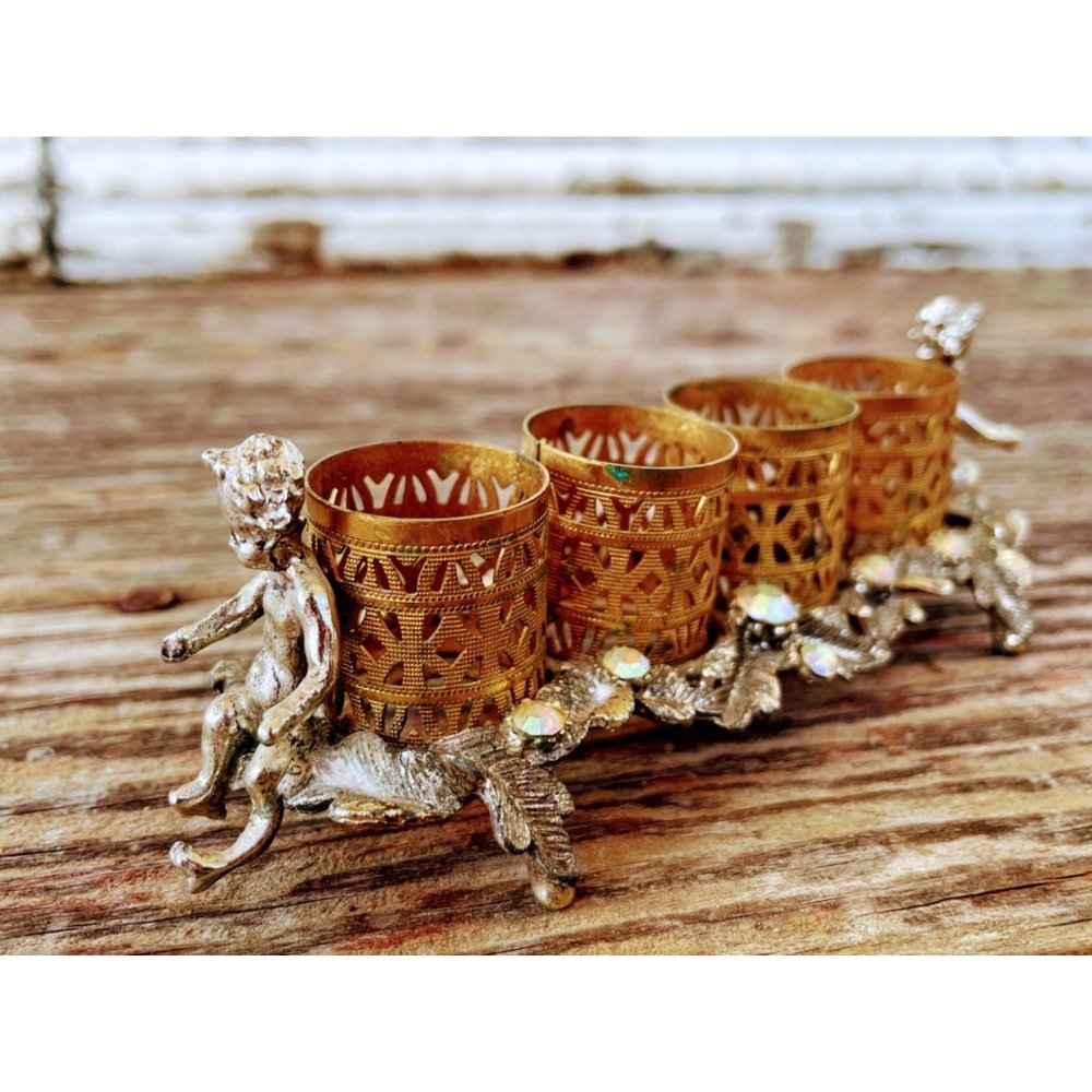 Vintage Cherub Lipstick Holder With Rhinestones - Picture 9 of 12